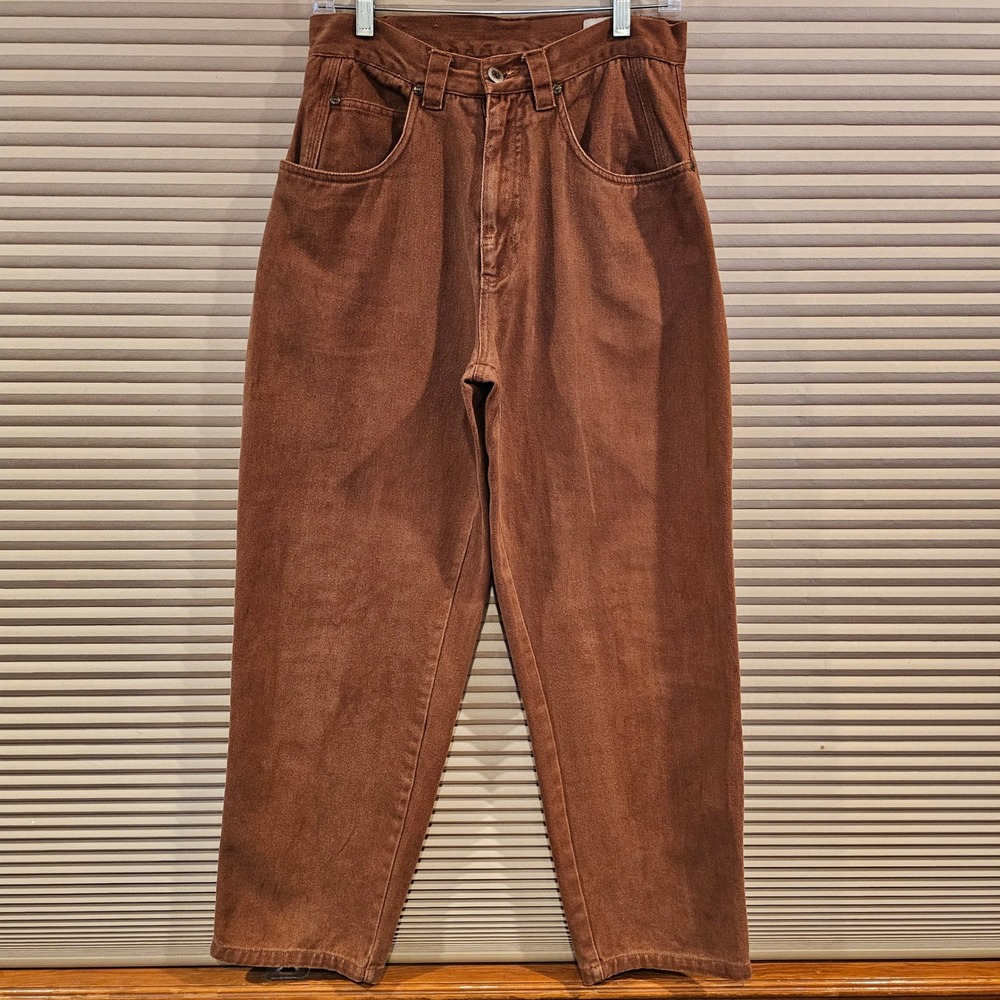 Rigolletto Vintage High Waisted Tapered Leg Jeans‎ Rust Brown Size 30/S Cotton